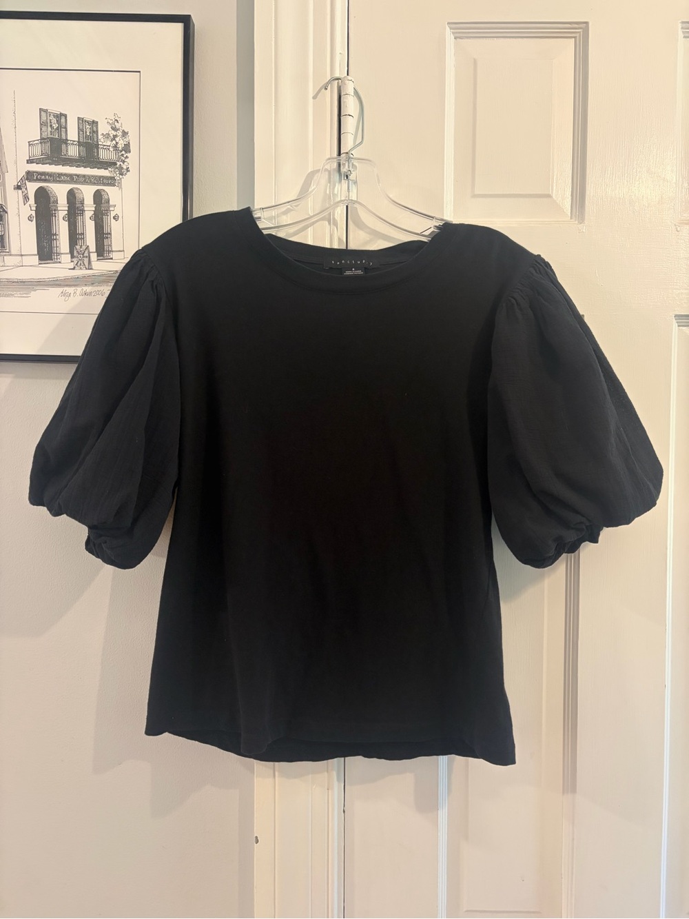 Black Puff Sleeve Women’s Top